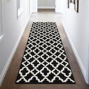 U'Artlines Runner Rug for Hallway 2×6feet Non Slip Kitchen Floor Carpet Runners Black and White Geometric Pattern Machine Washable Area Rug for Entryway Bathroom