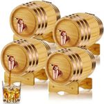 Thyle 4 Pcs 1 Liter Vintage Whiskey Barrel Cocktail Tequila Rum Spirits Liquors Whiskey Dispenser Alcohol Cask Barrel with Stand for Home Table Display Storage