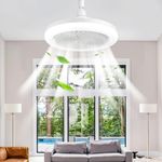 BomKra LED Ceiling Fan with Lights, 30W Ceiling Light and Remote, Timing, 3 Color Dimmable LED, 3 Speeds, Small Electric Fan Lamp for Small Spaces Bedroom Home Office Dormitory (White)