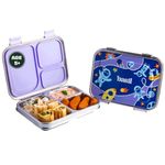 Basil Bento Box - Lunch Box for Kids, 900 ml | 3 Compartment Lunch Box | Stainless Steel Tiffin Box for Kids | Leak Proof Lunch Box | Ideal Tiffin Box for Kids for School | Bento Lunch Box - Blue