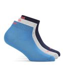 Puma Unisex-Adult Cotton Regular Quarter Plain Socks 3P, Navy-Light Gray Heather-Strong Blue, 37/40 (68666402)