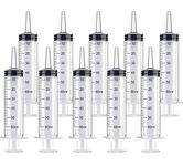 10 Pieces 60ML Plastic Syringe, Liquid Measuring Syringe with Measurement for Scientific Labs Feeding Pets Oil or Glue Applicator Dispensing Watering Refilling Tools