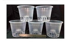 Aadhinarayana ADN Trader Orchid Pot/Clear/Transparent Plastic Pots for Orchids (Dia 5'') -Pack of 5