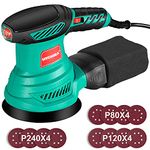 HYCHIKA Orbital Sander, 300W 13000RPM Random Orbital Sander, 6 Variable Speeds, 125mm 12Pcs Sandpapers, Electric Sander with Dust Collection Ideal for Sanding, Polishing Wood, DIY, Home Improvements