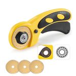 Headley Tools Bearing 45mm Rotary Cutter with 3pcs Extra Titanium Blades for Smoother, Deeper Cuts, Ergonomic Comfort Rolling Cutter with Safety Lock for Fabric, Leather, Sewing, Crafting, Quilting