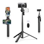 ULANZI MT-70 Extendable Phone Tripod, 63" Selfie Stick Phone Vlog Tripod Stand with 2 Phone Clip, 360° Rotate Dual Camera Tripod for iPhone Sony Canon, Lightweight for Travel