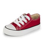 Unisex Kids Lace Up Canvas Boys Girls Low Top Plimsolls Pumps Children’s Trainers Slip On Casual Shoes Sneakers,Red