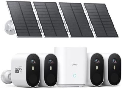 AOSU Solar Security Cameras Wireless Outdoor, 2K QHD Battery Powered Home Security System, 4 Cameras Kit with 166° Ultra-Wide View, Forever Power, Spotlight Camera, 32G Local Storage, No Monthly Fee