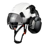 HaoYiShang Industrial Safety Helmet with Visor Ear defenders Muffs Hard Hat helmets with Visor Vented OSHA Approved Hardhats hard hats construction Work Head Protection Certified white hardhat