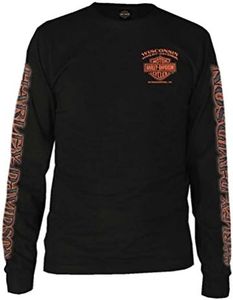 Harley-Davidson Men's Eagle Piston Long Sleeve Crew Shirt, Black 30299947 (L)