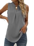 Famulily V Neck Tank Tops Women Ladies Loose Vest Summer Cool Sleeveless Shirts Blouse Gray S