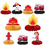 ZHUOWEISM 6 PCS Firetruck Honeycomb Table Centerpiece Fire Truck Fireman Table Toppers Centerpieces Decro for Fire Department Engine Rescue Theme Baby Shower Birthday Party Table Decorations Supplies