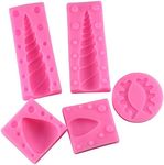 Mujiang Unicorn Silicone Cake Topper Molds Fondant Cake Decorating Molds Unicorn Horn Ears and Eyelash Set (5 Pcs/set)