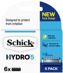 Schick - Hydro 5 for Men | Blade Refills | 6 Pack | Hydrating Gel Pools | Aloe & Menthol | 5 Blade Cartridges with Skin Guards