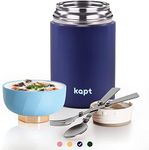 Insulated Food Jar - 22 Oz Thermos For Hot Food, Insulated Lunch Container With Bowl, Foldable Spoon&Fork, Powerful Insulated Food Thermos For School Office Camping Travel (Blue)