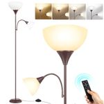 OUTON Floor Lamps for Living Room, Mother and Child Lamp with Remote Control, Uplighter Floor Lamp with Reading Lamp, Dimmable & 3000K-6000K Color Temperatures, Tall Standing Lamp for Bedroom, Office