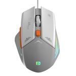 Portronics Vader Wired Gaming Mouse with 6 Buttons, Thumb Support, Adjustable DPI (6400 Max), RGB Light Effects, Ergonomic Design, 1.5 m Long USB Cable for Laptop & PC (Grey)