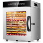 Kwasyo Food Dehydrator 12 Trays, 750W Stainless Steel Dehydrator, Food Dryer UK with Digital Timer and Temperature Control, Overheat Protection, Recipe Book Included