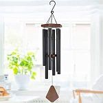 LEIGARF Black Wood Wind Chimes for Home Positive Energy | Wood Wind Chimes for Balcony Bedroom with Sweet Sound (42 inch)