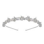 SWEETV Crystal Wedding Headband Silver-Bridal Headpiece Jewelry Band Rhinestone Hairpiece Women Hair Accessories for Brides