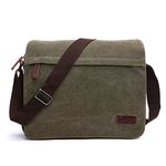 LOSMILE Men's Messenger Bag, Canvas Shoulder Bags, 13.3" Laptop Bags for Work and School,Cross-Body Bags.(GREEN)