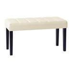 Corliving Tufted Upholstered Bench with Wood Legs, Entryway Bench, End of The Bed Bench, Hallway Bench, for Living Room, Bedroom, Entryway, White