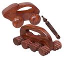FA INDUSTRIES® wooden acupressure back massager back pain relief massager multi purpose body massager 8 roller, mouse massager (6.5x3) In, Jimmy massager (5x1) In Brown colour