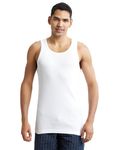 Jockey 8823 Men's Super Combed Cotton Rib Round Neck Sleeveless Vest with Stay Fresh Properties_White_L