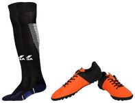 Nivia Aviator 2.0 Hard Ground Futsal Shoes for Mens (Black/Orange) UK-7 Soccer Polypropylene Stockings PP, (Navy Blue, Medium) - Polyester Blend, Knee Length, Unisex, Pack of 1 Pair