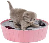 Pawaboo Interactive Toy with Running Mouse, Electronic Motion Cat Toy Automatic Teaser, Pop and Play Hide Seek Cat Toys Hunting Mouse, Pink
