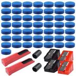 DALAETUS 58 Pcs Cue Tips Set, 50 Pool Queue Tips (10mm) with 2 Pool Cue Tip Sander & 4 Cue Tip Trimmer & 2 Rubber Snooker Cue Tip, Leather Cue Tips Set for Pool Cues and Snooker