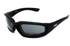 Global Vision Kickback Shatterproof UV400 Motorcycle Glasses/Biker Sunglasses and Storage Pouch (Black)