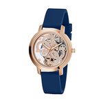 GUESS Silicone Analog Rose Gold Dial Women's Watch-Gw0452L1,Blue Band