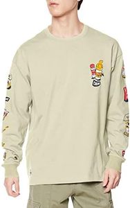 Chums Men's Oversized BBQ Spice L/S T-Shirt, Beige, (Greige), O