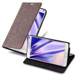 cadorabo Book Case works with Samsung Galaxy NOTE 4 in COFFEE BROWN - with Magnetic Closure, Stand Function and Card Slot - Wallet Etui Cover Pouch PU Leather Flip