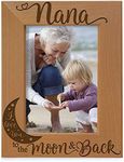 KATE POSH - Nana I Love You to the Moon and Back Engraved Natural Wood Picture Frame, Mother's Day Gifts for Grandma, Birthday Gifts, Best Grandma Ever, Granddaughter & Grandson (4x6-Vertical)