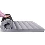 MeMoreCool Roll Up Floor Mattress, 10cm Thick Portable Futon Mattress, High Density Foam Foldable Mattress, Floor Folding Guest Bed Sleeping Mattress for Travel, Car Tent, Single, 190x90cm