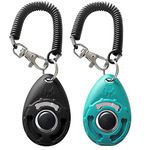 Pet Training Clicker with Wrist Strap - Dog Training Clickers (New Black + Blue)