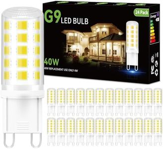 DAYBEETER 24 Pack G9 LED Bulb 4W (40 Watt Equivalent), 6000K Daylight White, T4 Halogen Bulb G 9 Bi-pin Base Bulbs for Chandelier,120V 450LM 360 Beam Angle for Home Lighting, Non-Dimmable G9 Bulb
