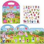 iGetooy Reusable Sticker Books for Kids 2-4, Princess Stickers for Kids Girls Boys, Road Trip Toddler Airplane Train Car Travel Essentials Toy (Fairy Tale)