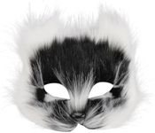 SAFIGLE 2024 Halloween Mask Cat Mask Fox Mask Half Face Mask with Strap Realistic Cat Mask Stuff Animal Mask for Halloween Parties Festival Christmas