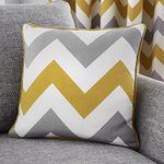 Fusion - Chevron - 100% Cotton Filled Cushion - 43x43 cm in Ochre