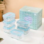 Nestasia Set of 6 Glass Food Storage Containers with Clip Locks | Microwave Safe Airtight Glass Lunch Box for Office, Food Storage & Leftovers (180ml each)