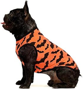 Fitwarm 100% Cotton Halloween Dog Clothes Scary Bat Dog Costumes Doggie Shirts Puppy Shirt Pet Vest Tank Top Cat Tee Orange Small