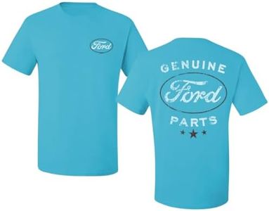 Wild Bobby Genuine Ford Parts Vintage Distressed Cars and Trucks Mens Graphic Tees Front and Back T Shirt Printed Graphic Tees for Men, Light Turquoise, 4X-Large