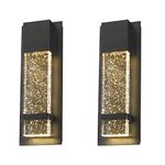 Emliviar Modern Wall Sconces 2 Pack, LED Outdoor Indoor Wall Fixture in Black Finish with Bubble Glass, 0395-WD-2PK