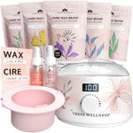 Tress Wellness Waxing Kit - Easy to use - Hard Wax Beads Hair Removal Wax Beans for Wax Pot - Wax Warmer/Heater - Wax Machine - Professional Full kit with Waxing Beads - White with Bowl