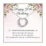 50th Birthday Gifts for Women 925 Sterling Silver Birthday Necklace 3 4 5 6 7 Decade Interlocking Circles Necklace Happy 30th 40th 50th 60th 70th Birthday Necklaces for Daughter Mom Birthday Jewelry