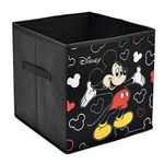 Fun Homes Non Woven Fabric Mickey Mouse Print Foldable Storage Box with Handle (XL, Black)