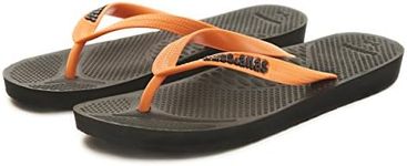 Aussie Soles™ Aussiana Classic™ Orthotic Flip Flops for Adults - Unisex (EU 41/42 = UK 7.5/8, Solid Black/Orange)